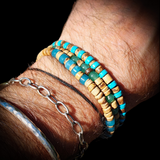 3pcs Set Turquoise & Coconut Wood Bracelets