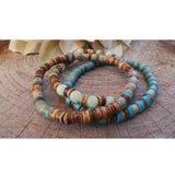 3pcs Set Natural Turquoise & Coconut Wood Bracelets