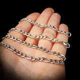 4.5mm Solid Stainless Steel Figaro Chain Necklace