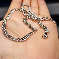 5mm Solid Stainless Steel Cuban Chain Necklace