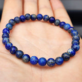 6mm Natural Lapis Lazuli Elastic Bead Bracelet