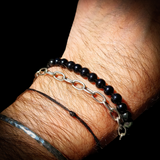 Natural Obsidian Elastic Bead Bracelet