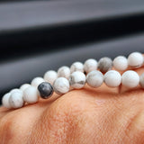 6mm White Turquoise Stone Elastic Bracelet