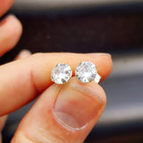 7mm Clear CZ & Solid 925 Sterling Silver Round Stud Earrings