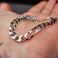 Solid 925 Italian Sterling Silver 5.5mm Curb Chain Bracelet