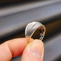 Solid 925 Sterling Silver 15mm Oxidized Spiral Cage Ring
