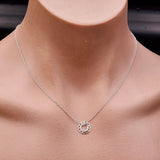 Solid 925 Sterling Silver Circle of Hearts Pendant Necklace