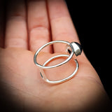 (T) Rustic Handmade Solid 925 Sterling Silver & Natural Black Onyx Double Band Ring