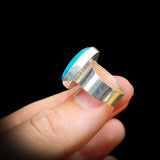 Solid 925 Sterling Silver & Natural Larimar Irregular Shaped Ring