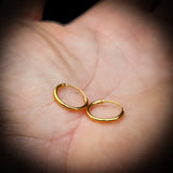 12mm Solid 925 Sterling Silver Gold Sleeper Hoop Earrings