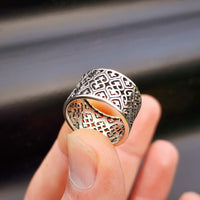 Solid 925 Sterling Silver 13mm Wide Band Multi Heart Ring