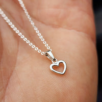 Solid 925 Sterling Silver 7.5mm Heart Pendant Necklace - Italian Silver Chain