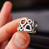 Solid 925 Sterling Silver 15mm Chunky Multi Shaped Ring