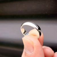 (Q) Solid 925 Sterling Silver 5mm Round Band Ring