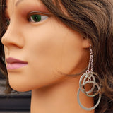 Solid 925 Sterling Silver 90mm Long 3x Round Set Hanging Earrings