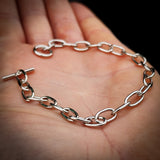 Solid 925 Sterling Silver 9mm Chain Bracelet With Toggle