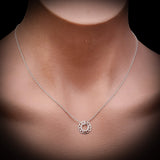 Solid 925 Sterling Silver Circle of Hearts Pendant Necklace