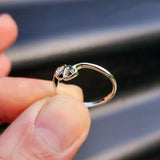 (O) Solid 925 Sterling Silver Double Heart Ring
