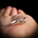 Solid 925 Sterling Silver Double Heart Ring