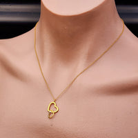 Gold 925 Sterling Silver Double Heart CZ Pendant Necklace