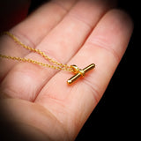 Solid 925 Sterling Silver Gold T-bar Fob Chain Necklace