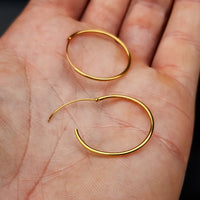 25mm Solid 925 Sterling Silver Gold Round Hoop Earrings