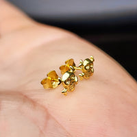 Solid 925 Sterling Silver Gold Skull Stud Earrings