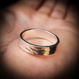 (T) Solid 925 Sterling Silver Rustic Hammer Textured Band Ring