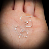 Solid 925 Sterling Silver Heart Hanging Hook Earrings