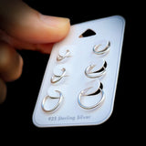 3x Sets of Solid 925 Sterling Silver Round Hoop Sleeper Earrings