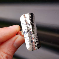 (T) Solid 925 Sterling Silver XL 40mm Hammer Finish Plate Ring