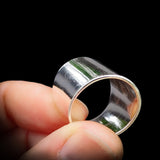 (T) Solid 925 Sterling Silver Rustic Handmade Barrel Cuff Ring