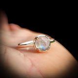 Solid 925 Sterling Silver & Natural Moonstone Double Claw Signet Ring