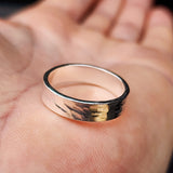 Solid 925 Sterling Silver Rustic Hammer Textured Band Ring