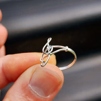 (M) Solid 925 Sterling Silver Treble Clef Music Note Ring