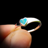 Solid 925 Sterling Silver & Natural Turquoise 6mm Heart Ring