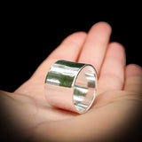 Solid 925 Sterling Silver Rustic Handmade Wide Band Wedding Ring