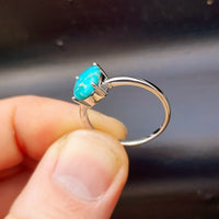 Solid 925 Sterling Silver & 10mm Clawed Natural Turquoise Solitaire Ring
