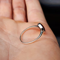 (Q) Solid 925 Sterling Silver & 10mm Natural Red Agate Signet Ring