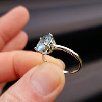 Solid 925 Sterling Silver & 11mm Sky Blue Topaz Clawed Solitaire Ring