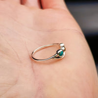Solid 925 Sterling Silver & 3x Mixed Gemstone Branch Ring
