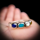 (T) Solid 925 Sterling Silver & 4x Mixed Gemstone Setting Ring