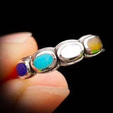 (T) Solid 925 Sterling Silver & 4x Mixed Gemstone Setting Ring