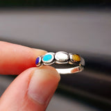 (T) Solid 925 Sterling Silver & 4x Mixed Gemstone Setting Ring