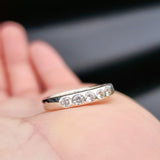 (M) Solid 925 Sterling Silver & 5x Created Diamond Band Ring