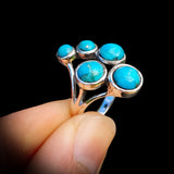 (R) Solid 925 Sterling Silver & Natural Turquoise Rustic Black Oxidized 5x Setting Ring