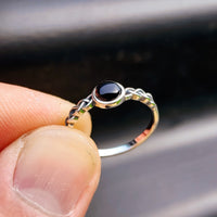 Solid 925 Sterling Silver & Natural Black Onyx 6mm Round Celtic Band Ring