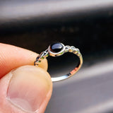 Solid 925 Sterling Silver & Natural Black Onyx 6mm Round Celtic Band Ring