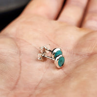 Solid 925 Sterling Silver & 6mm Natural Turquoise Round Stud Earrings