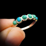Solid 925 Sterling Silver & Natural Turquoise 6x Setting Band Ring